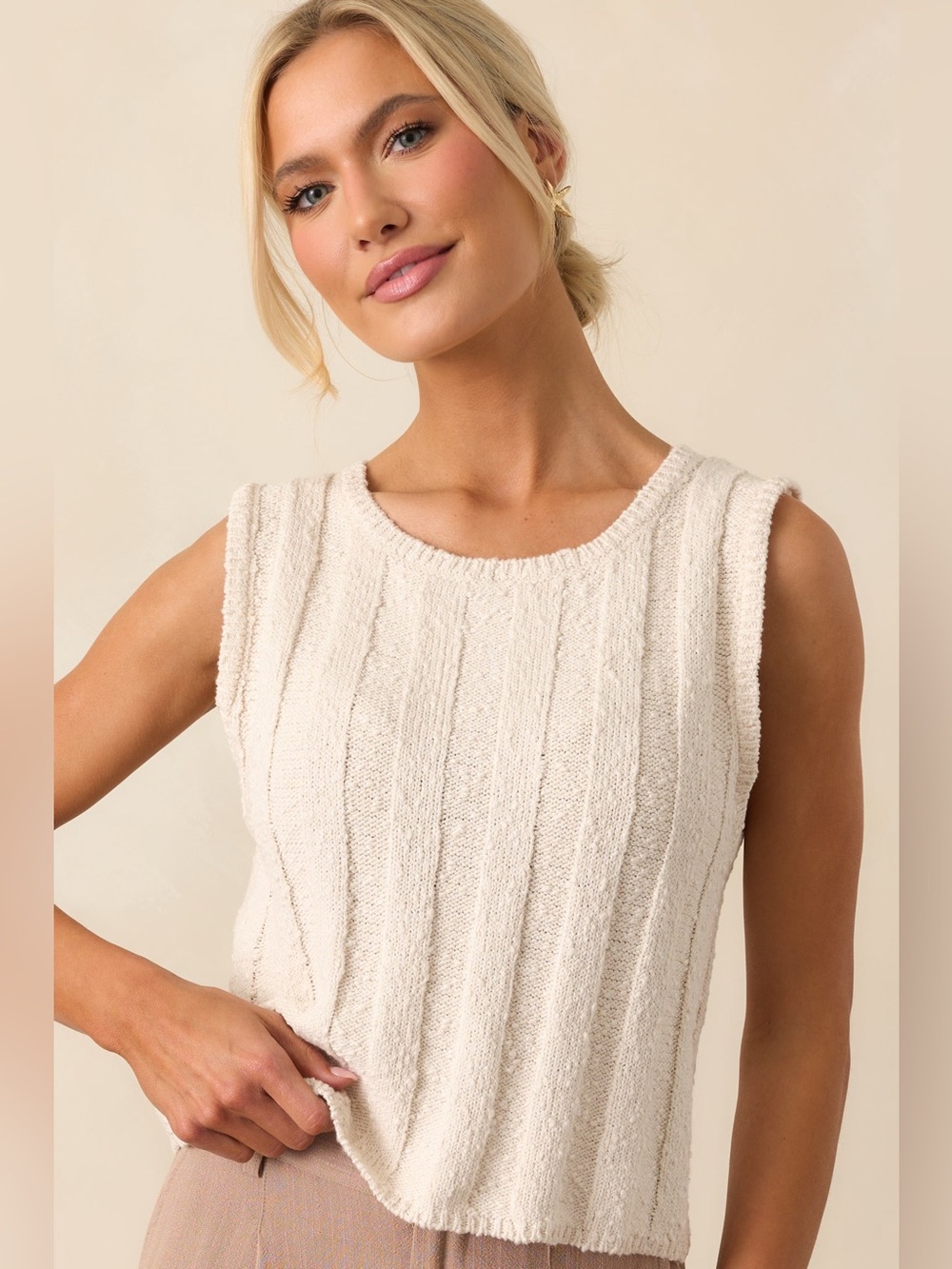 Z Supply Calan Rib Sweater Tank in Sea Salt (Ivory), Size Small